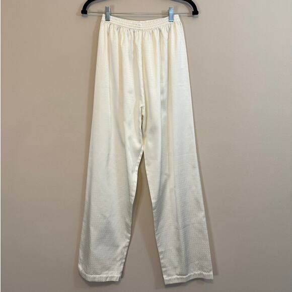 Vintage Christian Dior Designer Pajama Set WomenS/M Cream Satin Sleepwear Lounge - Picture 9 of 15